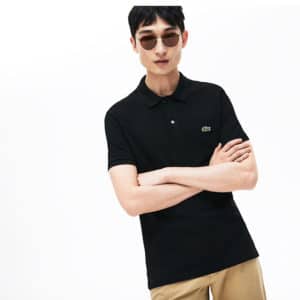 Lacoste polo slim fit van effen petit piqué zwart