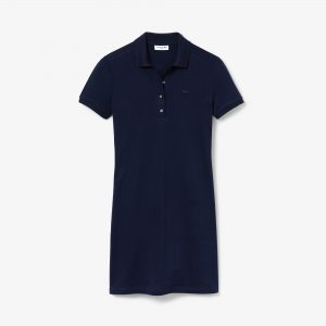 Polojurk dames van katoenpiqué met stretch navy