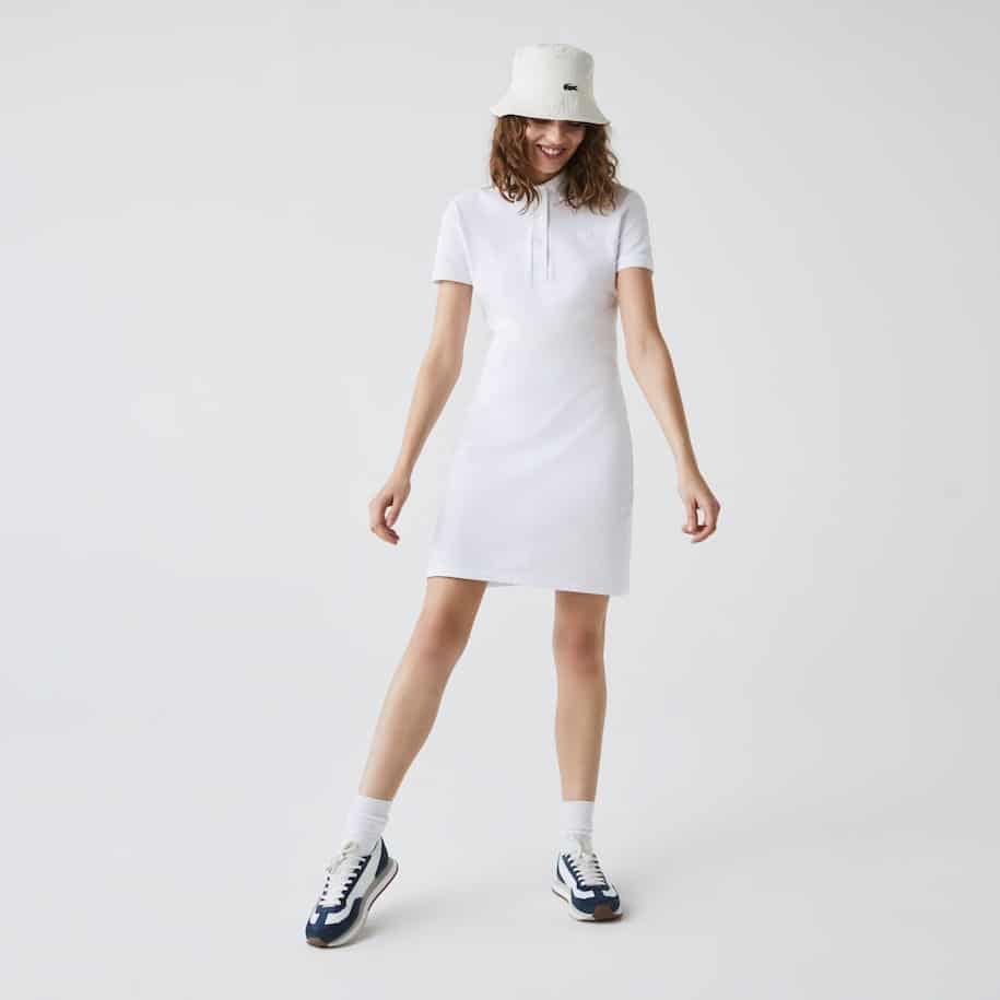 hypotheek Voorkeursbehandeling Stad bloem Lacoste Polojurk dames van katoenpiqué met stretch white - It Rains Fashion