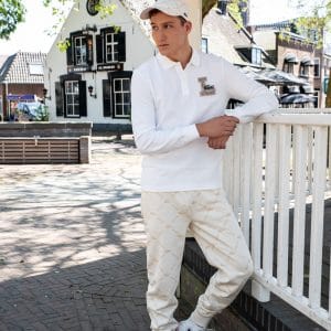 Lacoste Polo met lange mouwen off white met speciaal logo
