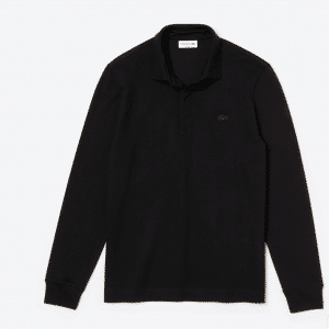 Lacoste Paris Polo heren regular fit katoenpiqué met stretch en lange mouwen zwart