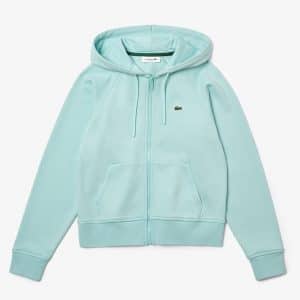 Lacoste sweatshirt dames biologische fleece met capuchon en rits lichtgroen