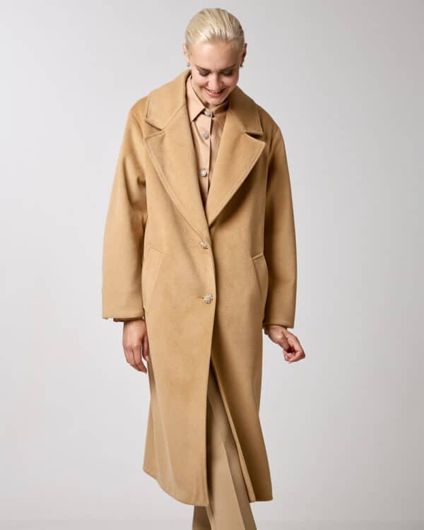 Access Coat with rhinestone buttons Camel