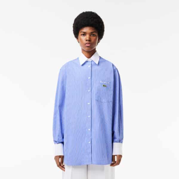 LACOSTE OVERHEMD REGULAR FIT POPELINE MET CONTRASTERENDE KRAAG