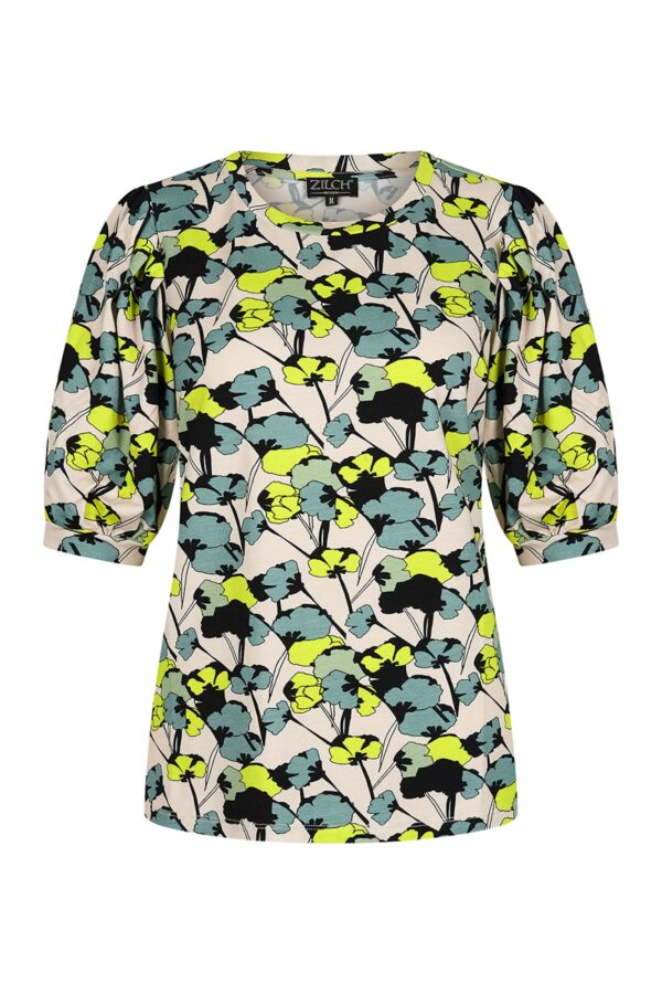 Zilch top BOUQUET-LEMON fancy sleeve