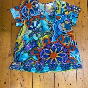 Orientique a-lijn shirt ceramiek aqua