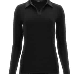 Perfect Line Cotton - Polo Shirt Long Sleeve zwart