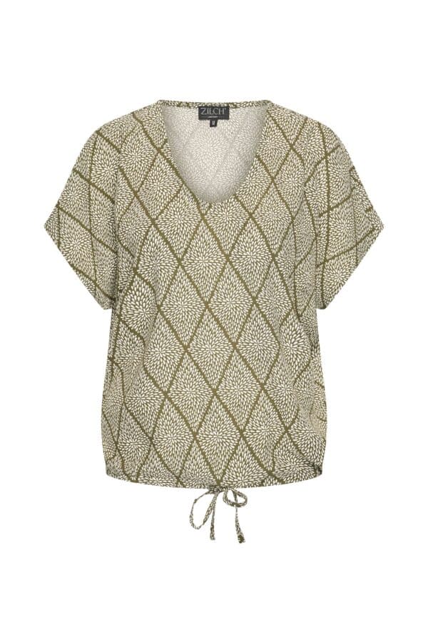 Zilch top drawstring argyle army