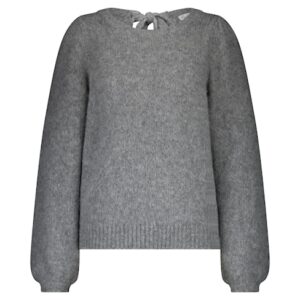 Red Button sweater with knot grey melange