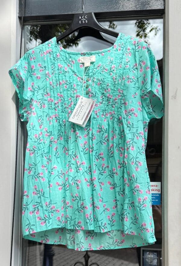 Orientique symi top top pleated short sleeve