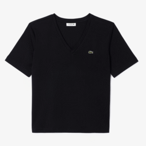 Lacoste relaxed fit zacht katoenen t-shirt met v-hals zwart