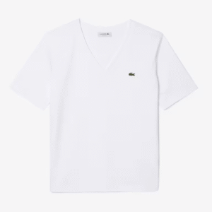 Lacoste relaxed fit zacht katoenen t-shirt met v-hals wit