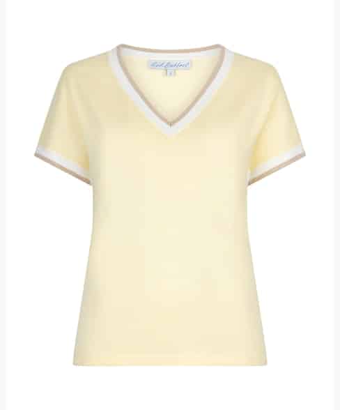 Red Button De Jerry V-neck Striped Rib butter yellow
