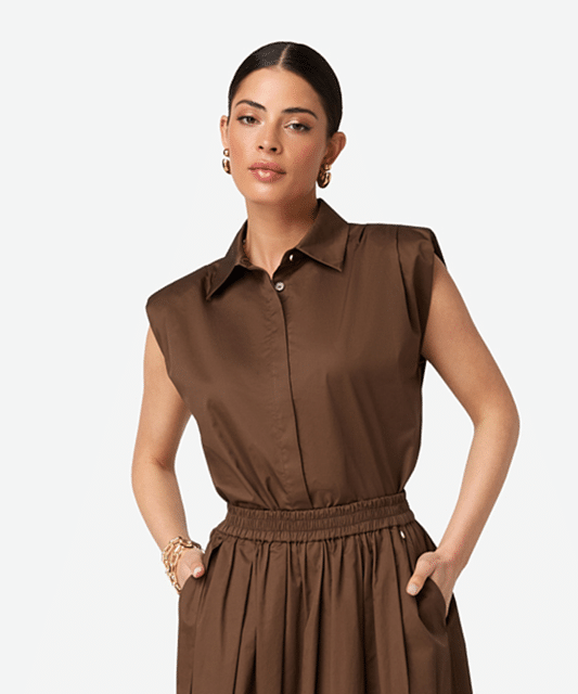 Ibana Tanai top in Bean Brown - Afbeelding 4
