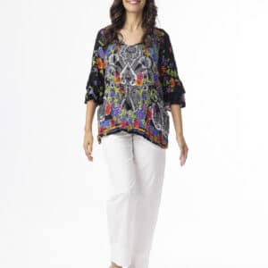 Orientique Boho Tops Shape 1 Paisley Panel Black
