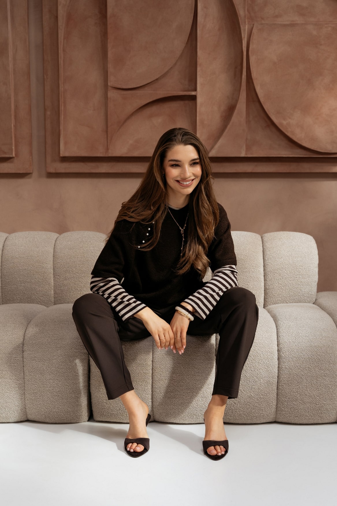 AndCoWoman Tara Stripe Chocolate - Afbeelding 4
