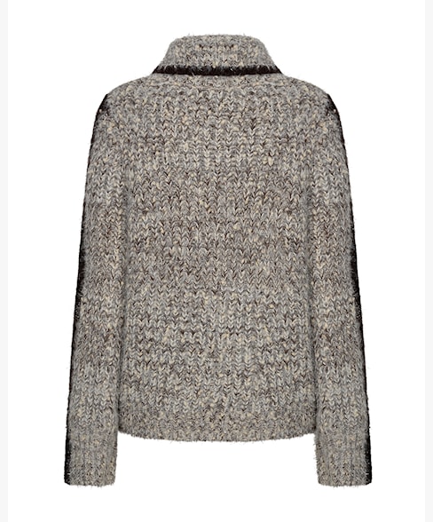 Red button Cocoon sweater brown - Afbeelding 2