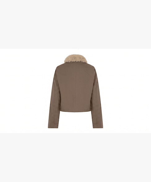 Red Button Jacket & Fur Collar truffle - Afbeelding 2